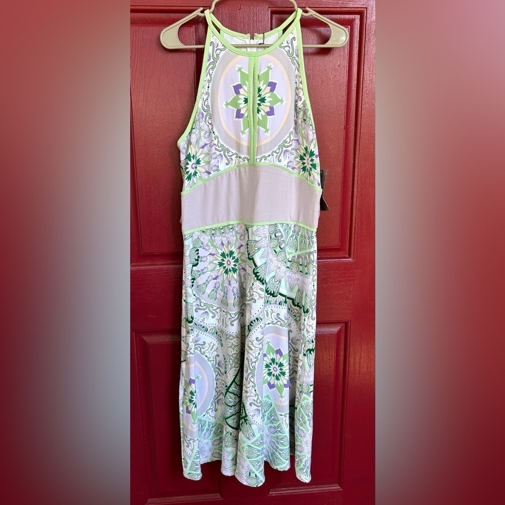 Eva Mendes flowy boho pastel Dress Size 8 Zip Length 44” garden girl